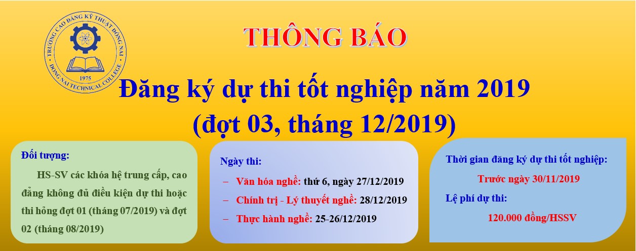 Thi tốt nghiệp năm 2019 (đợt 03, tháng 12/2019)